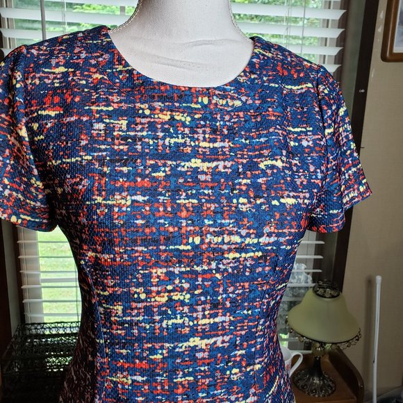 Anthropologie Plenty Dresses by Tracy Reece Blue Tweed Round Neck Dress S XS - Picture 1 of 10